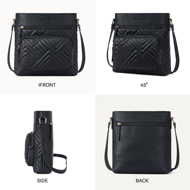 LOTTY Multi-Pocket Quilted Heart Crossbody Bag for Women