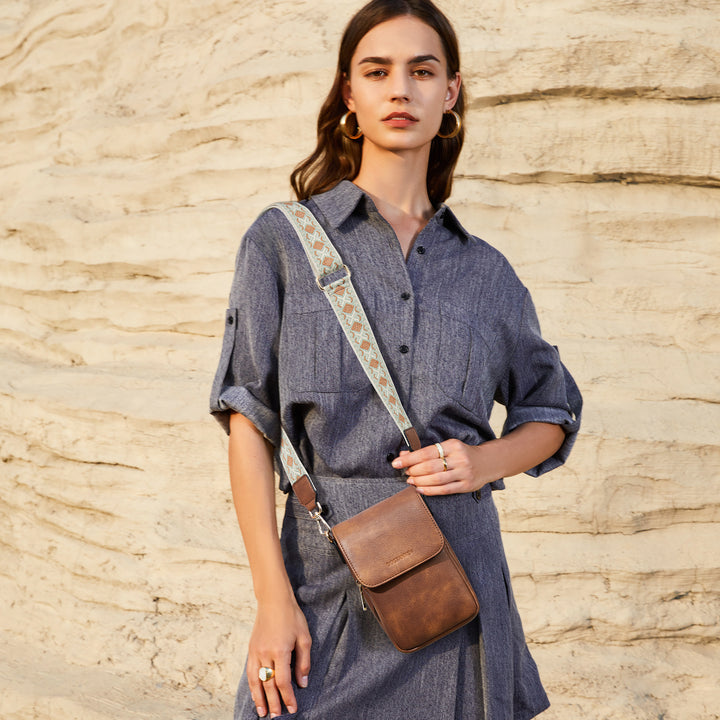 Phone Crossbody Bag –  Diamond Pattern Strap