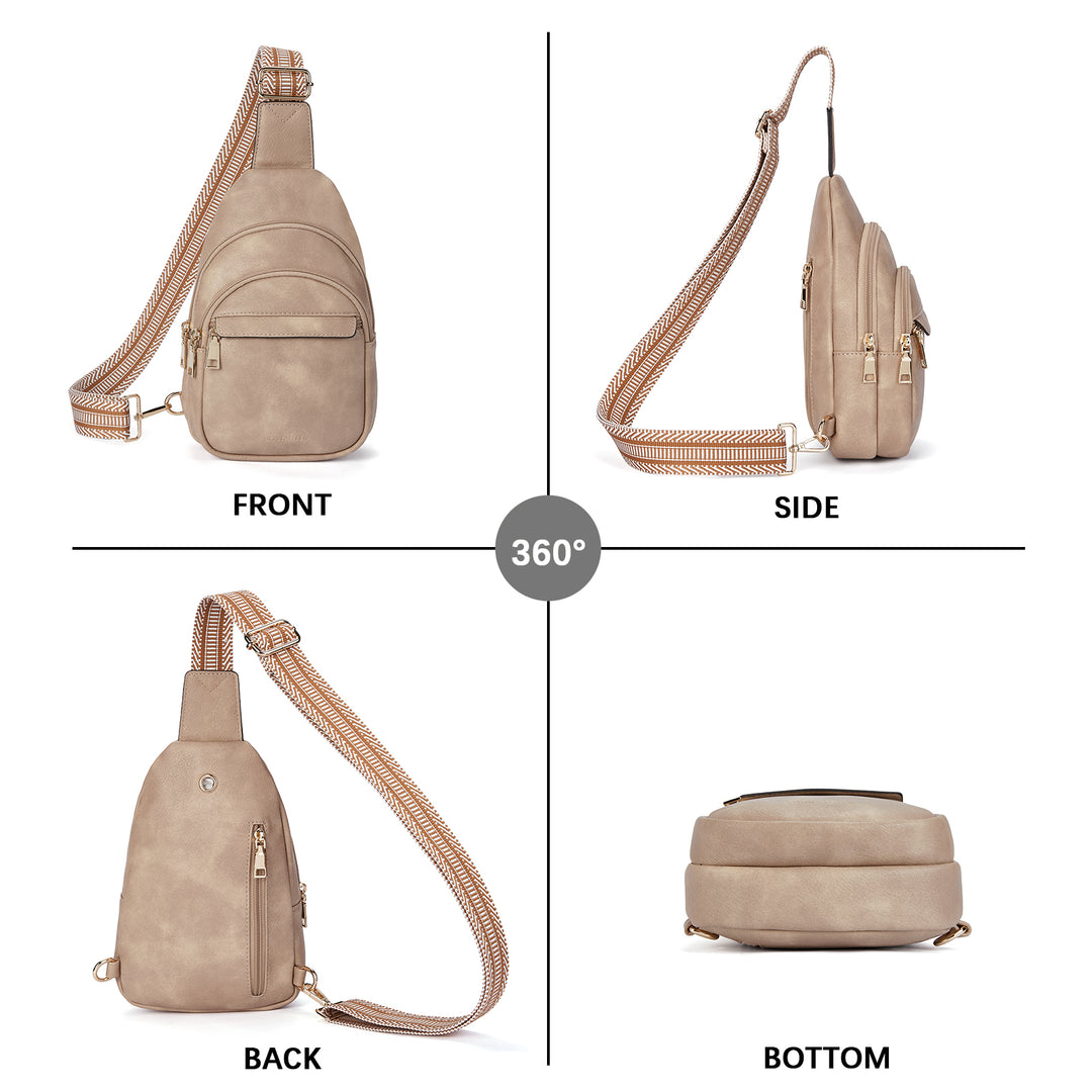 Aurora Beige Street Casual Trapeze Sling Bag