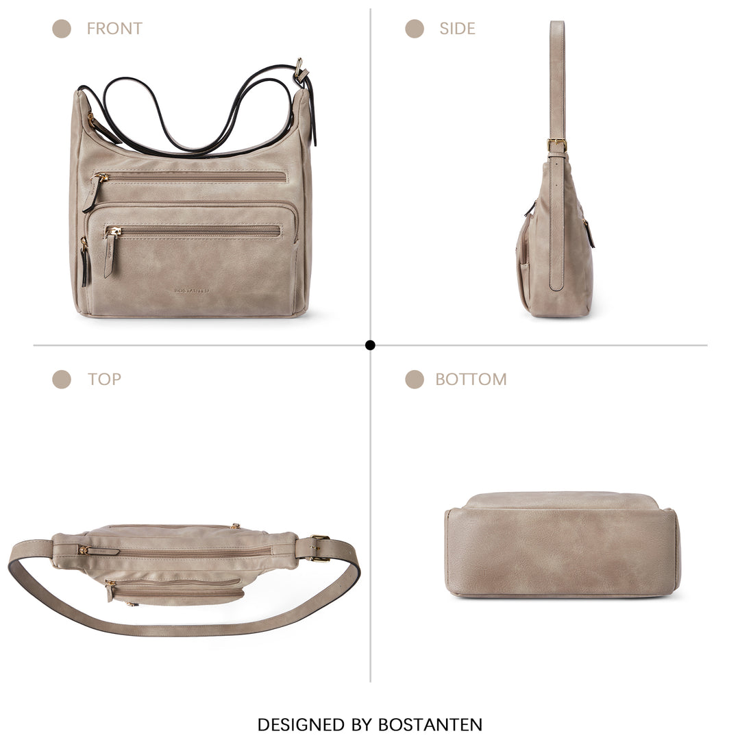 Evelyn Multi Pocket Shoulder Hobo Bag