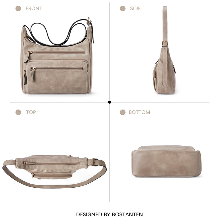 Evelyn Multi Pocket Shoulder Hobo Bag