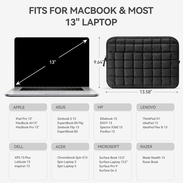 Protective Case Quilted Puffy Laptop Sleeve