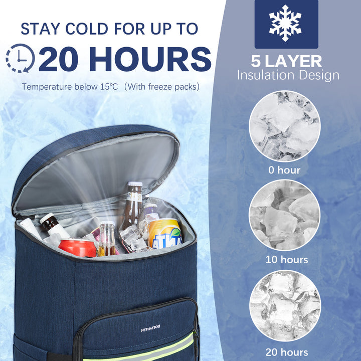 Backpack Cooler - 30 Cans Leakproof Insulated Cooler Backpack with Trolley Sleeve, Lightweight Soft Cooler Bag