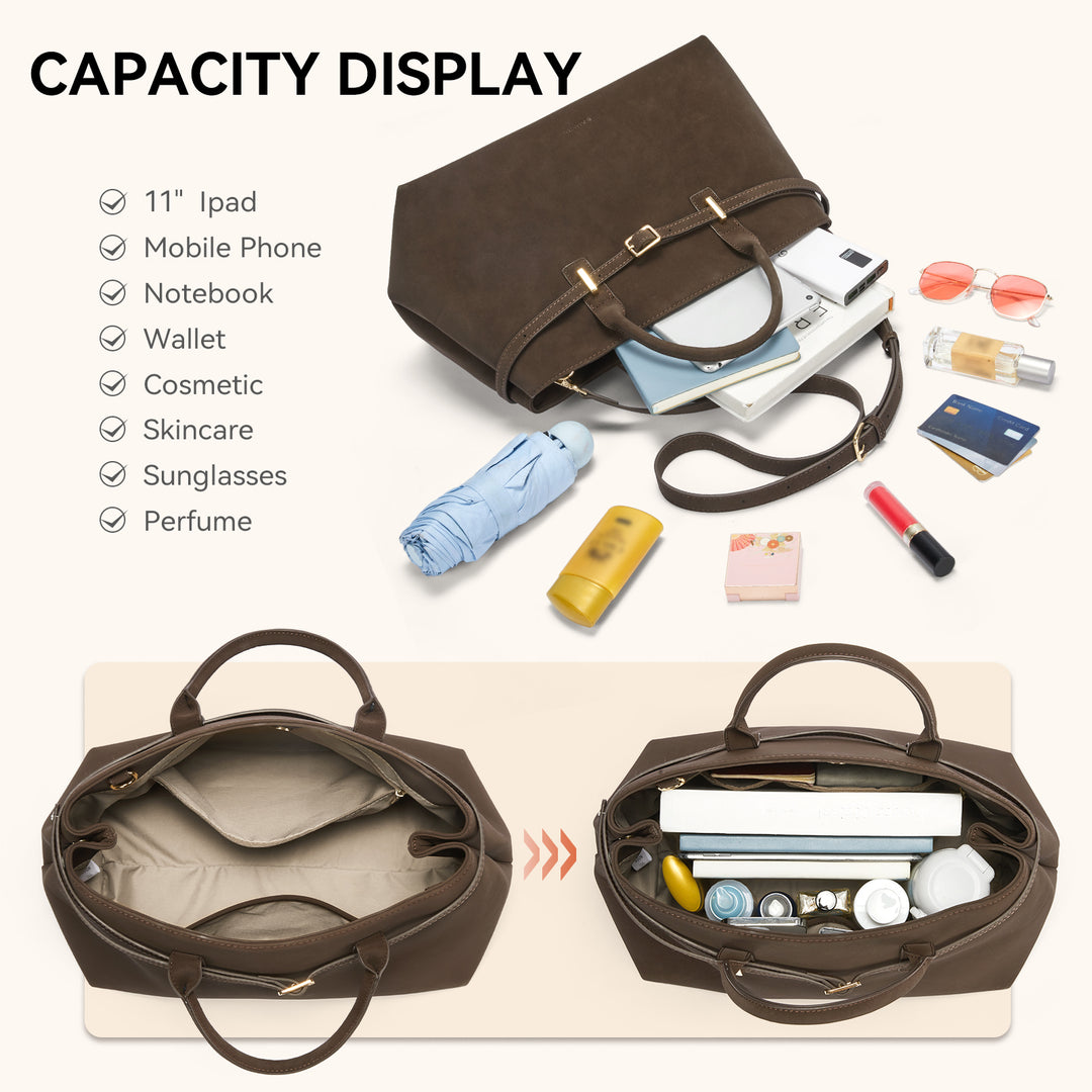 Claire Elegant Suede Top Handle Tote Handbag — DIY-able Outer Belt