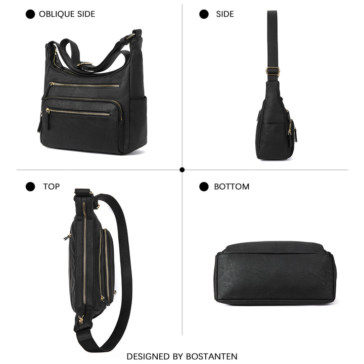 Evelyn Multi Pocket Shoulder Hobo Bag