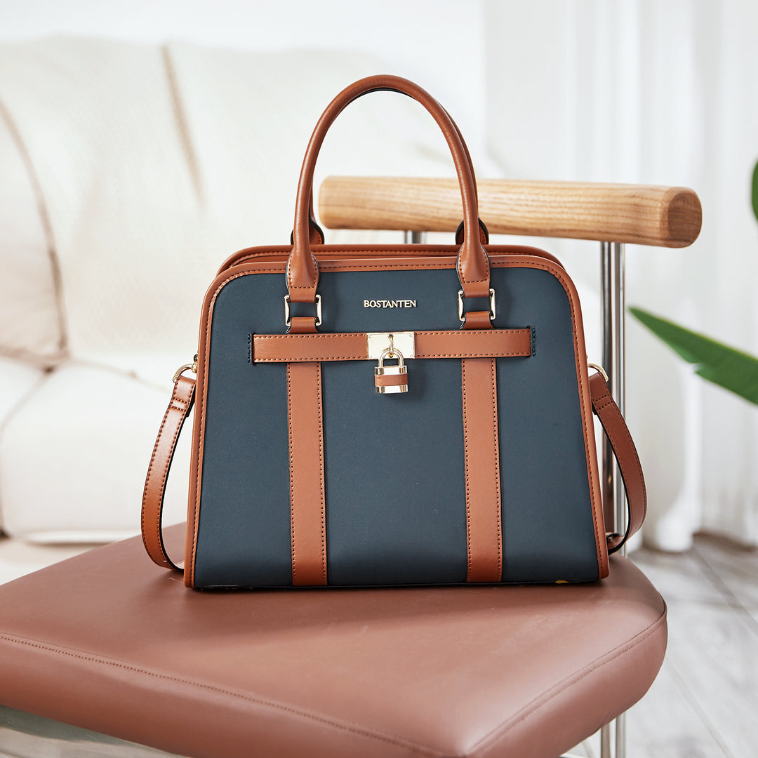 Stylish Two-Tone Top Handle Work Bag