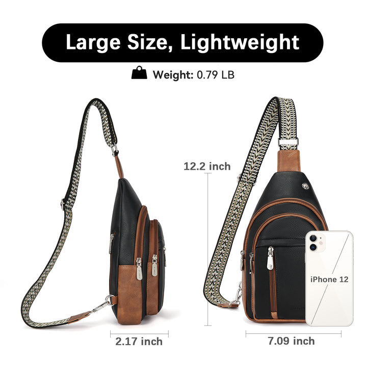 Aurora Chevron Patterned Sling Bag with Adjustable Guitar Strap