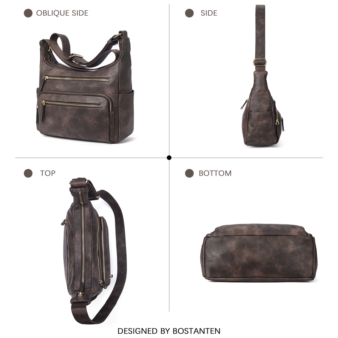 Evelyn Multi Pocket Shoulder Hobo Bag