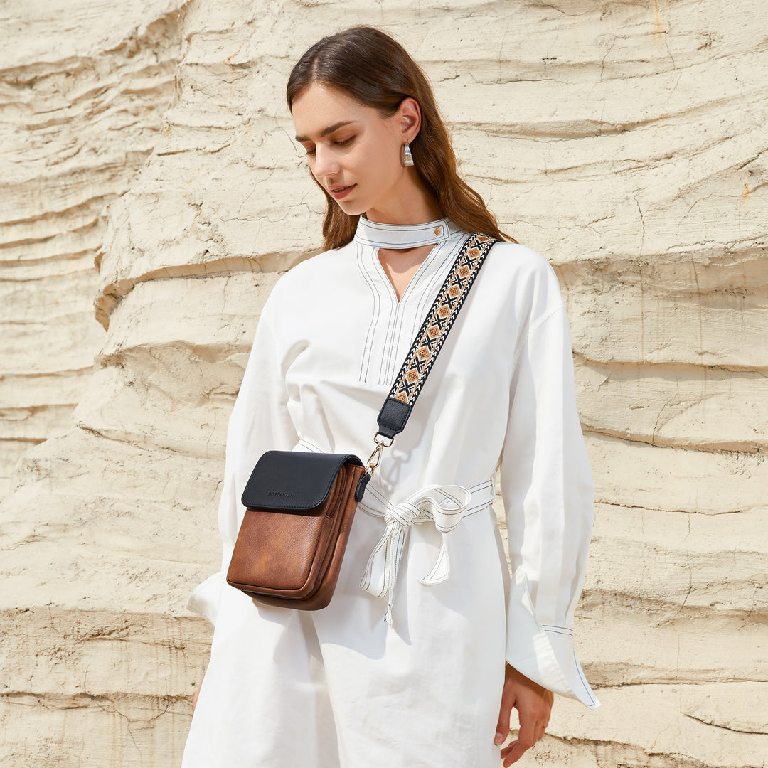Phone Crossbody Bag –  Diamond Pattern Strap