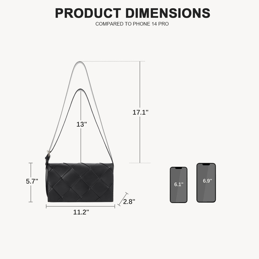 KWELI Lässige, schwarze, gewebte Handtasche 