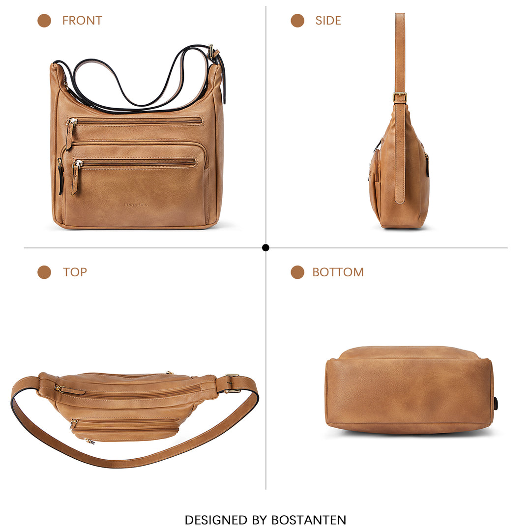 Evelyn Multi Pocket Shoulder Hobo Bag