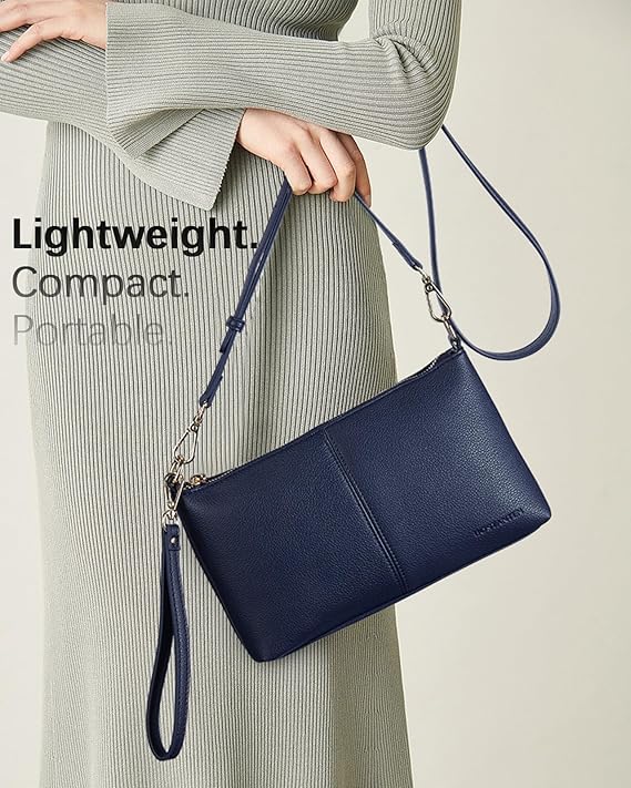 Nola Chic and Sustainable - The Vegan Leather Envelope Clutch Purse - Navy Blue