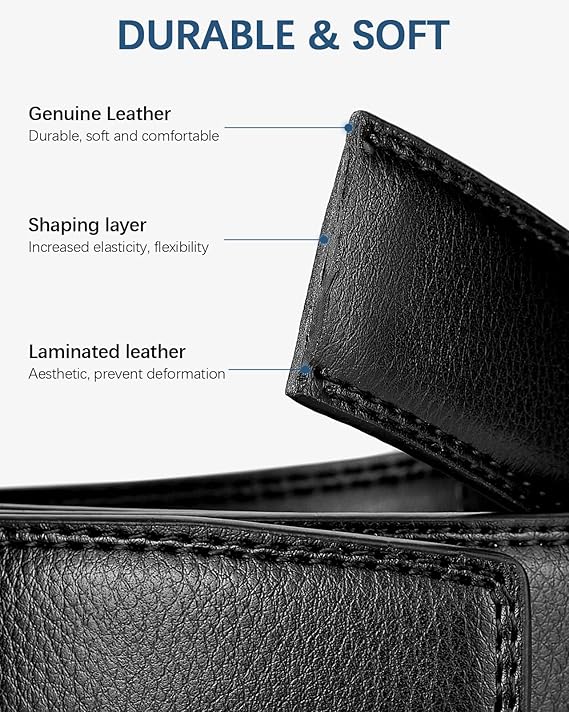 Bostanten Men's Ratchet Belt | 2 Pack Dress Leather Belt