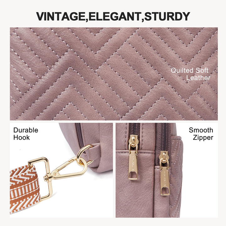 Aurora Chevron Quilted Embroidered Strap Sling Bag