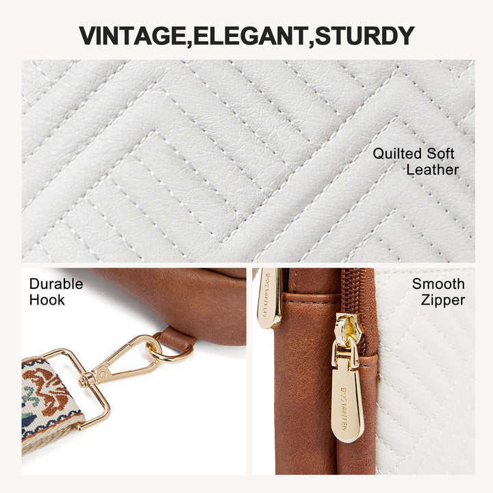 Aurora Chevron Quilted Embroidered Strap Sling Bag