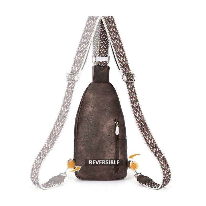 Aurora Chevron Patterned Sling Bag with Adjustable Guitar Strap