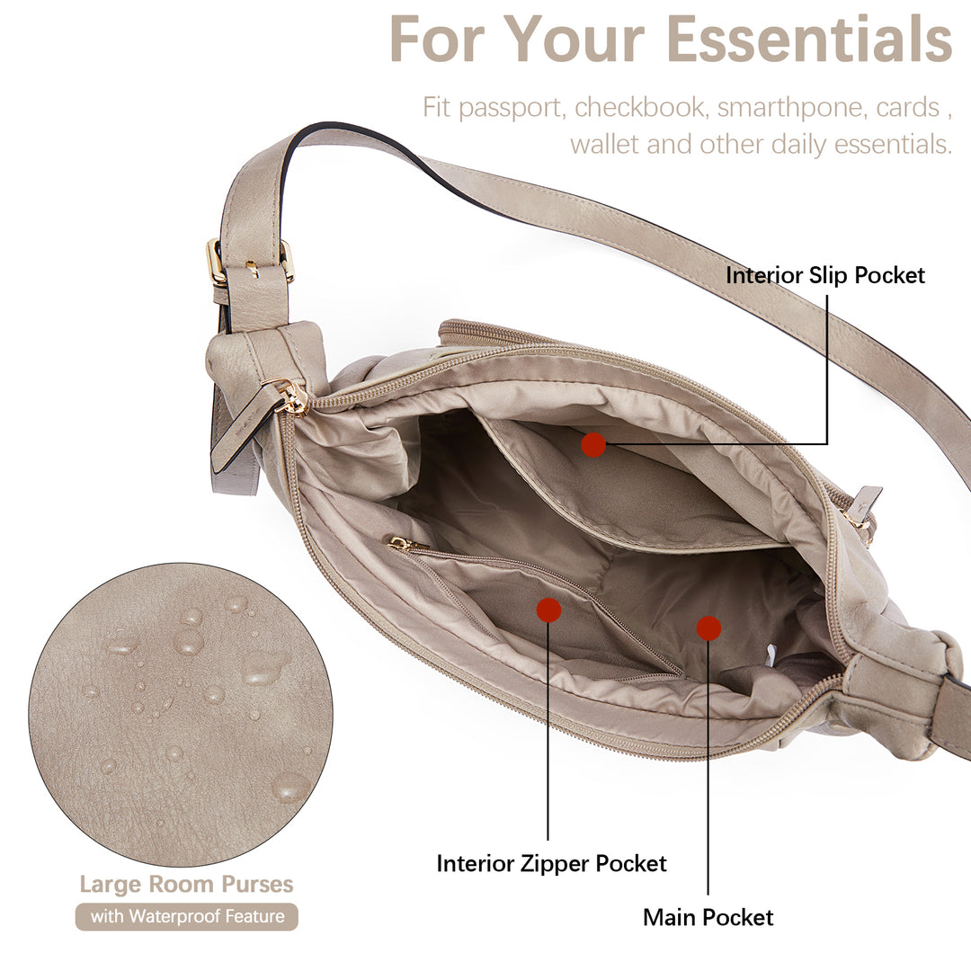 Evelyn Multi Pocket Shoulder Hobo Bag