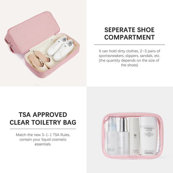 JUDEA Women's Travel Bag with Toiletry Organizer and Shoe Compartment