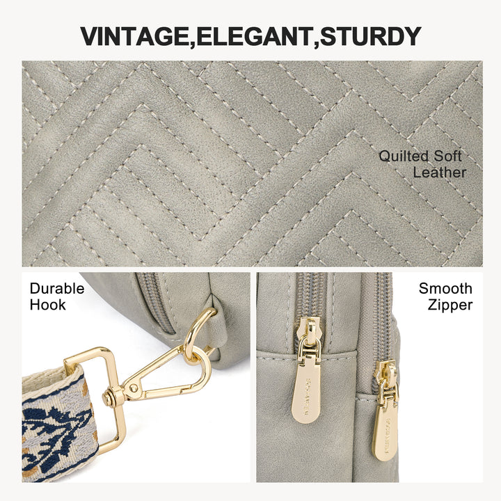 Aurora Chevron Quilted Embroidered Strap Sling Bag