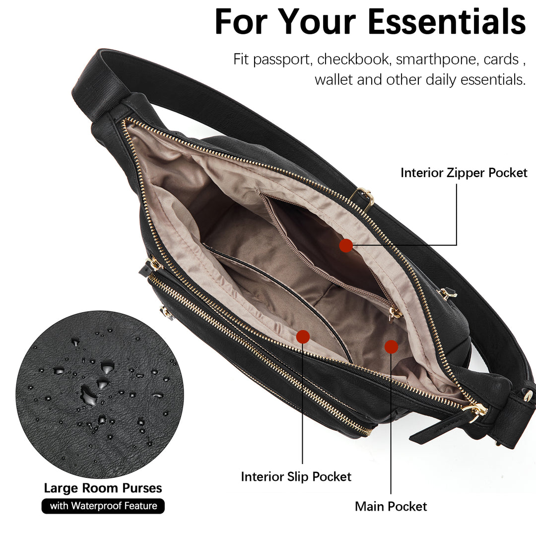Evelyn Multi Pocket Shoulder Hobo Bag