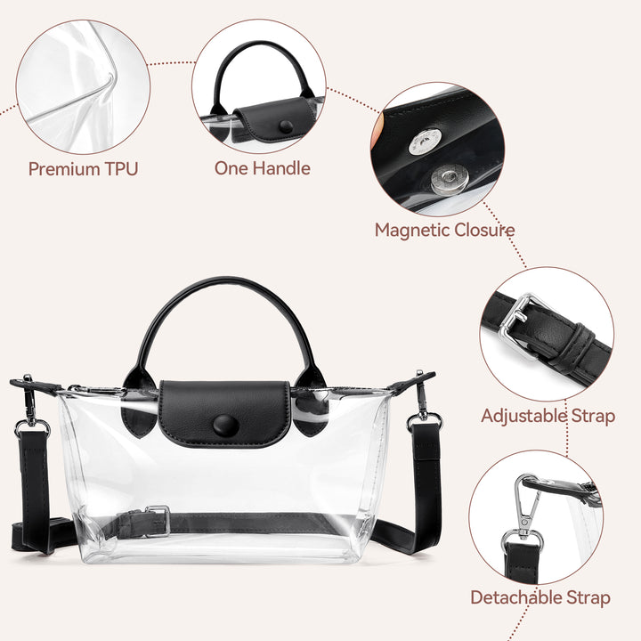 Clear Stadium Approved Crossbody Handbags For Concerts Sports Events