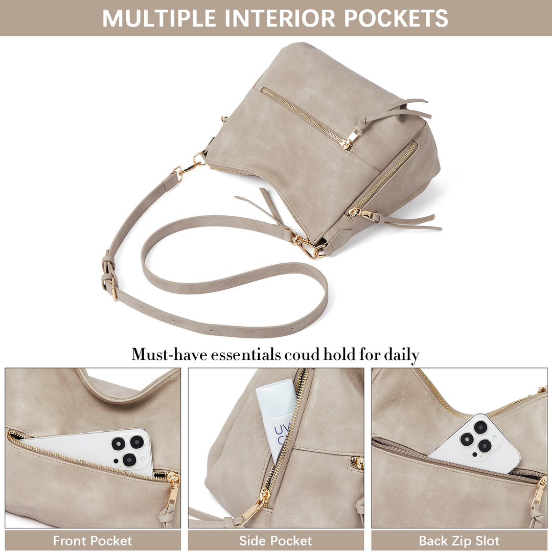 BOSTANTEN Purses for Women Designer Handbags Vegan Leather Hobo Bags Ladies Shoulder Bags Pocketbooks Brown