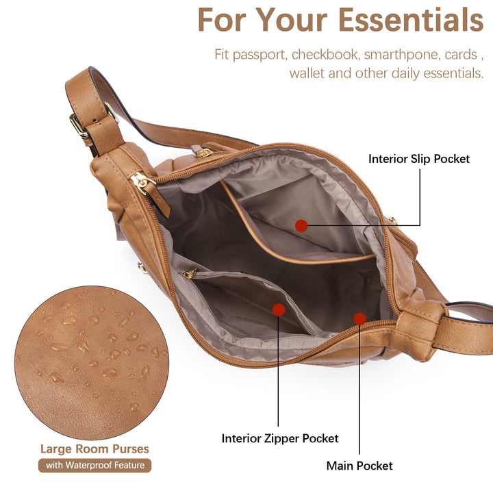 Evelyn Multi Pocket Shoulder Hobo Bag