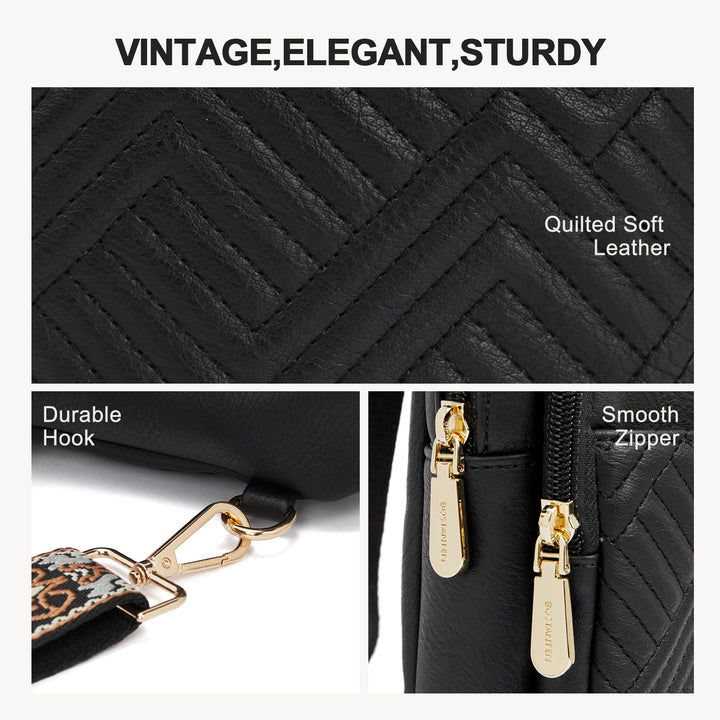 Aurora Chevron Quilted Embroidered Strap Sling Bag