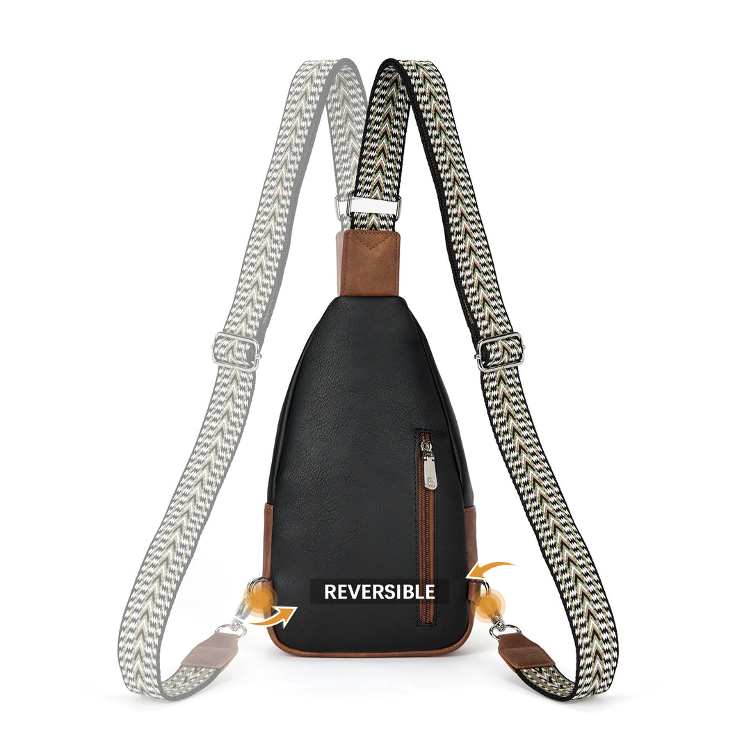 Aurora Chevron Patterned Sling Bag with Adjustable Guitar Strap
