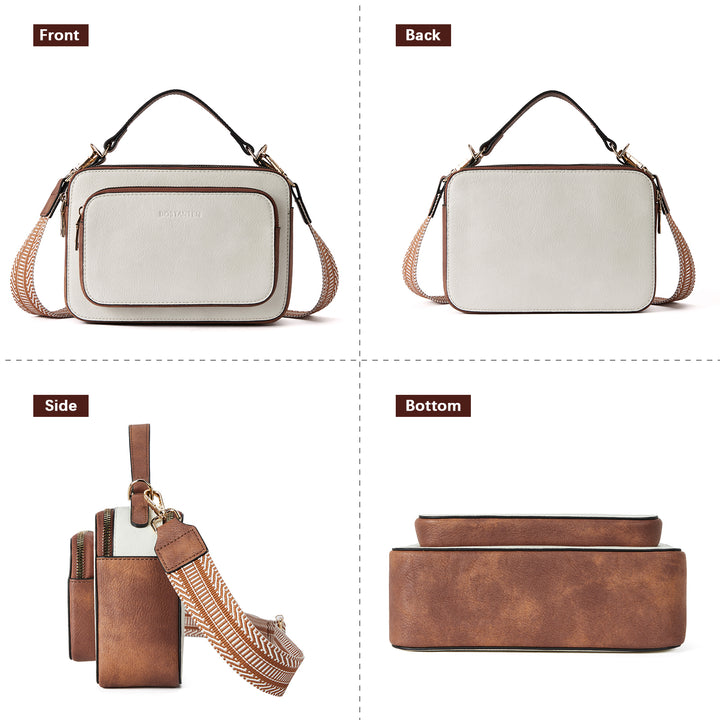 Crossbody Bags for Women Vegan Leather Purse Shoulder Handbags with Wide Strap