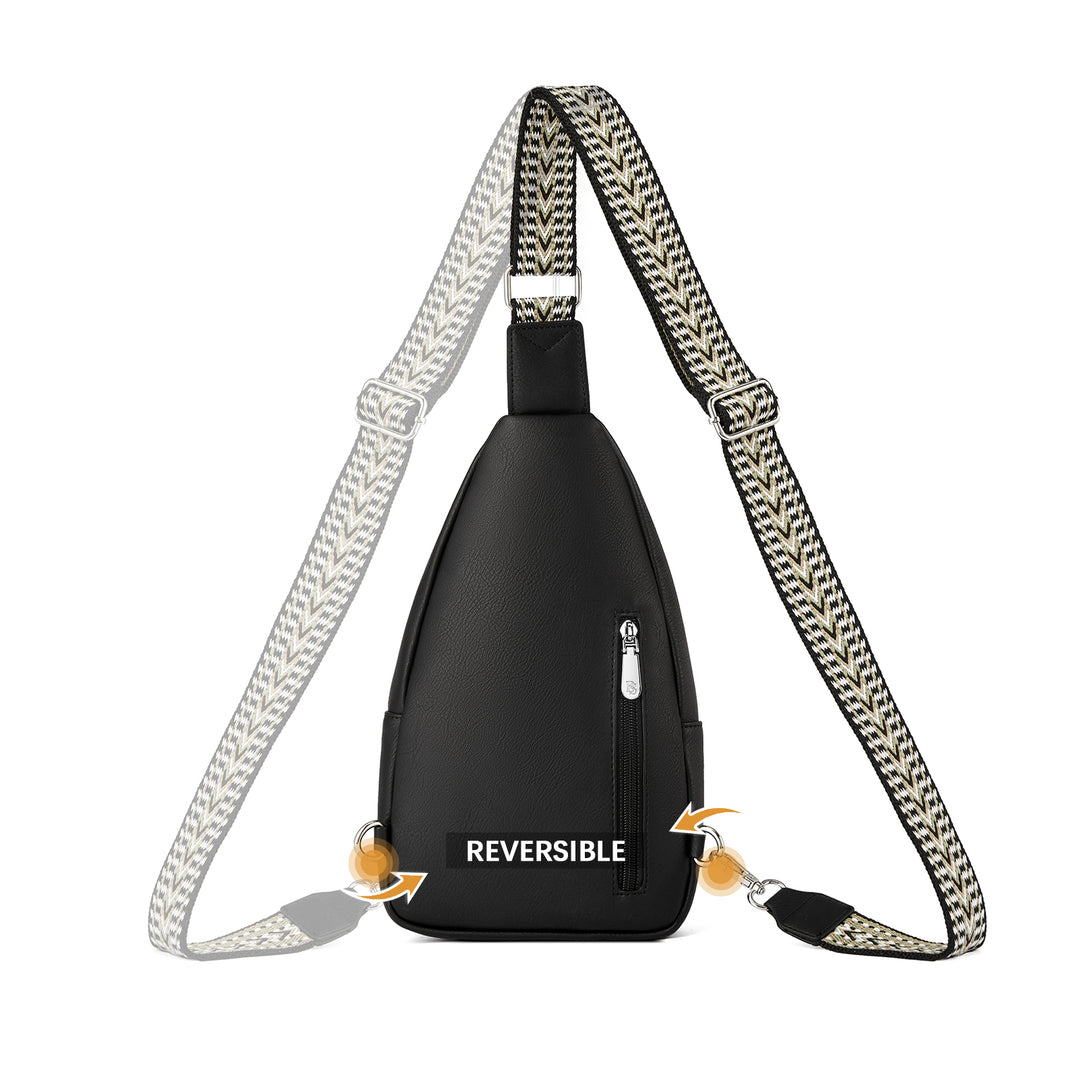 Aurora Chevron Patterned Sling Bag with Adjustable Guitar Strap
