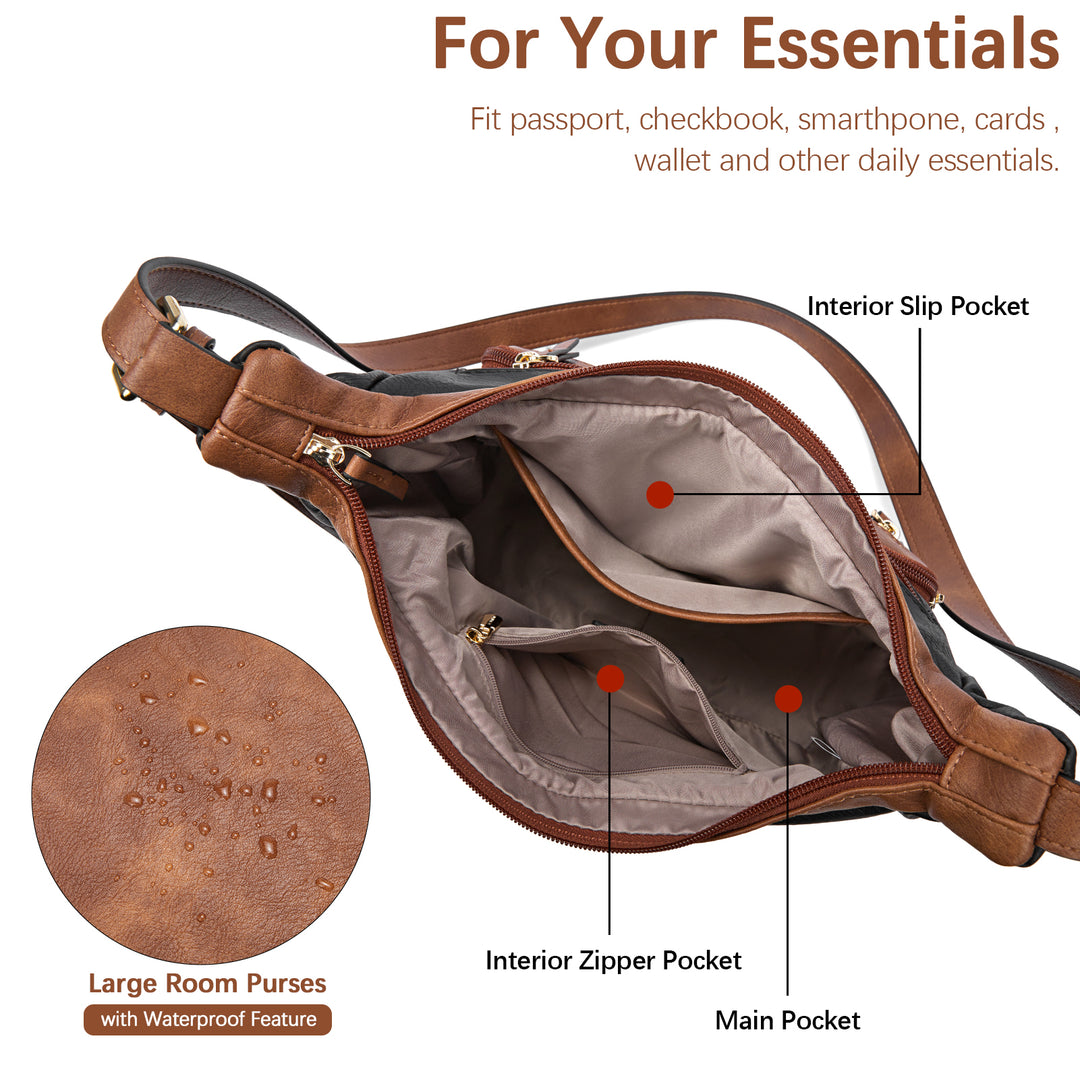 Evelyn Multi Pocket Shoulder Hobo Bag