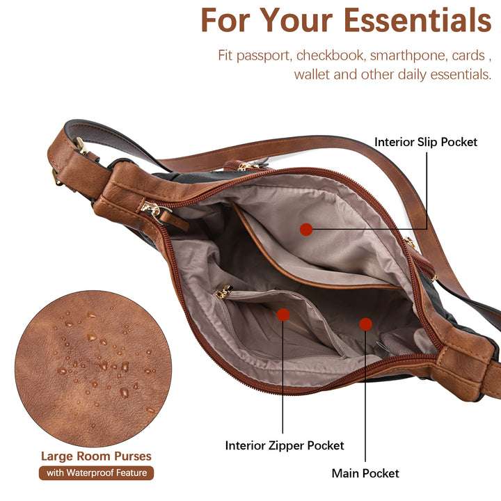 Evelyn Multi Pocket Shoulder Hobo Bag