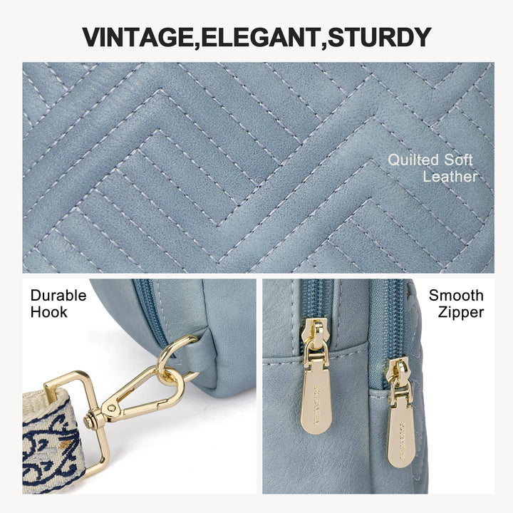 Aurora Chevron Quilted Embroidered Strap Sling Bag