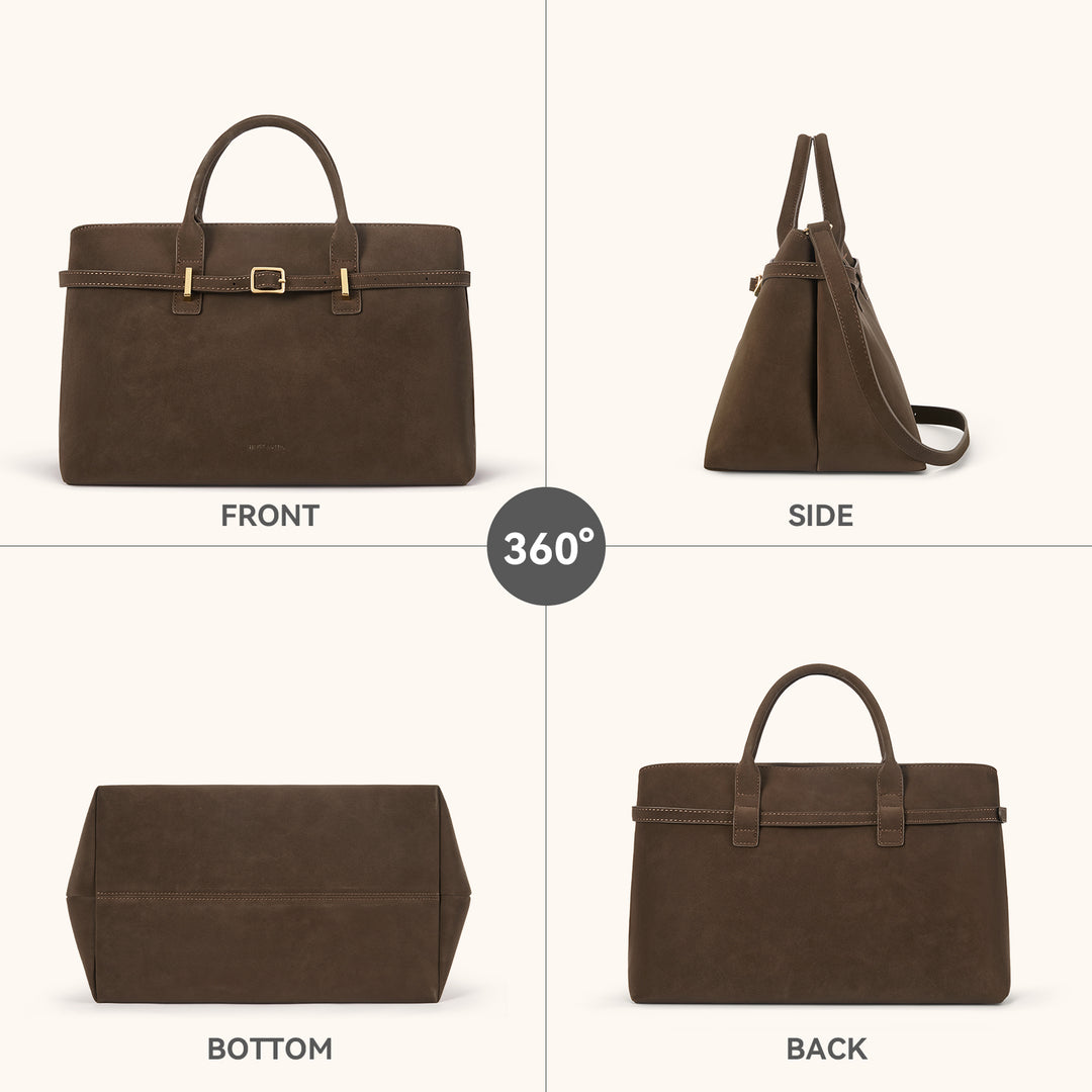 Claire Elegant Suede Top Handle Tote Handbag — DIY-able Outer Belt