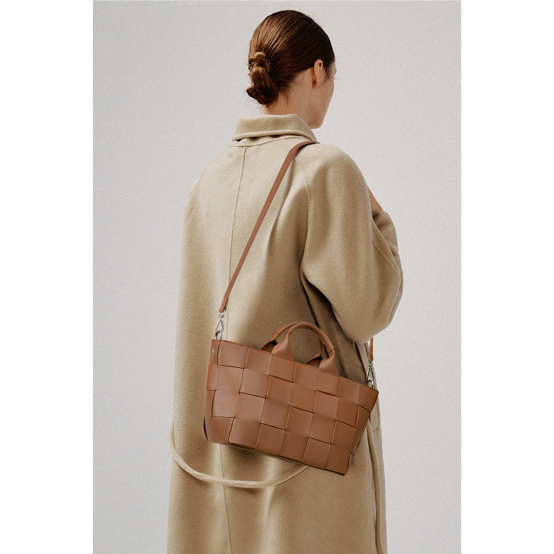 Cruze Handcrafted Woven Leather Tote Bag For Women : Boho Beauty