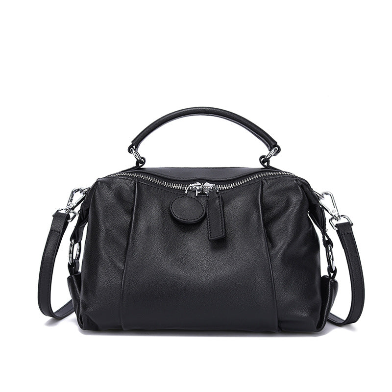 Nevin Full Grain Leather Boston Handbag 9''