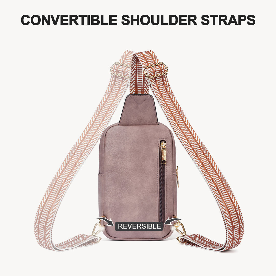 Aurora Chevron Quilted Embroidered Strap Sling Bag