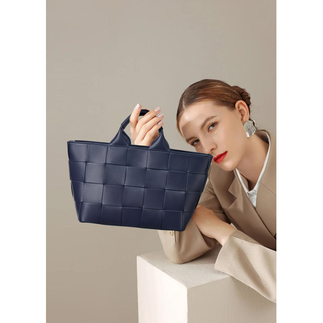 Cruze Handcrafted Woven Leather Tote Bag For Women : Boho Beauty