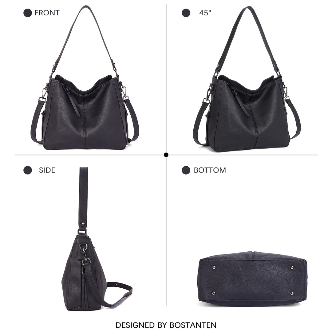 Kweli Large Stitch Detail Vegan Lether Hobo Bag