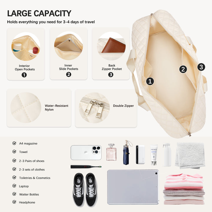 JUDEA Women's Travel Bag with Toiletry Organizer and Shoe Compartment