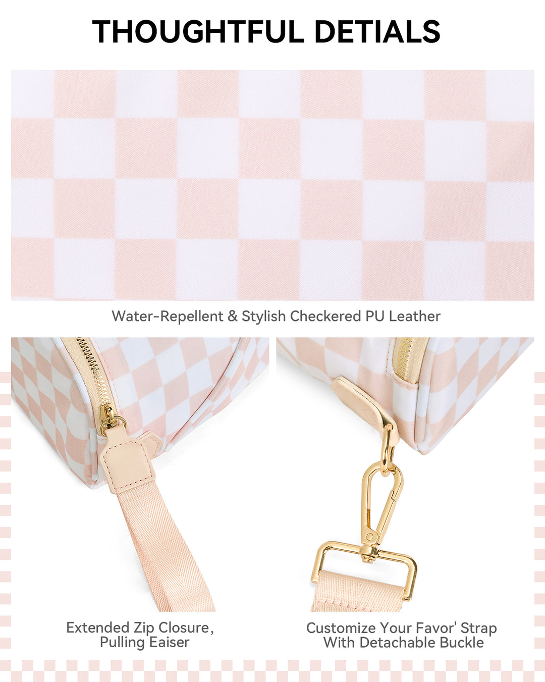 NOVA Checkered Leather Bum & Crossbody Bag – RFID Protected