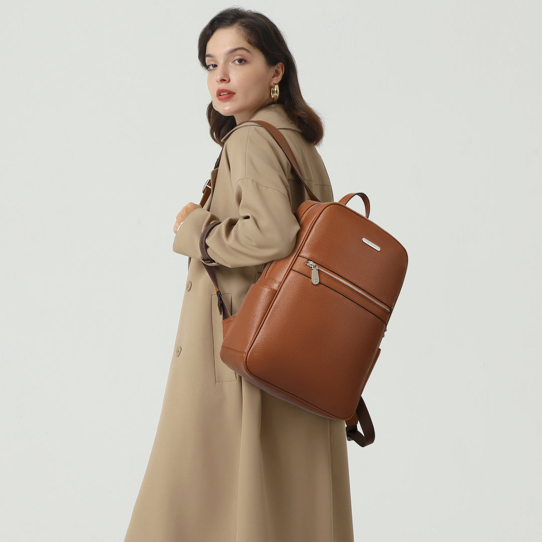 Baish Vintage Women's Brown Leather Backpack Purse