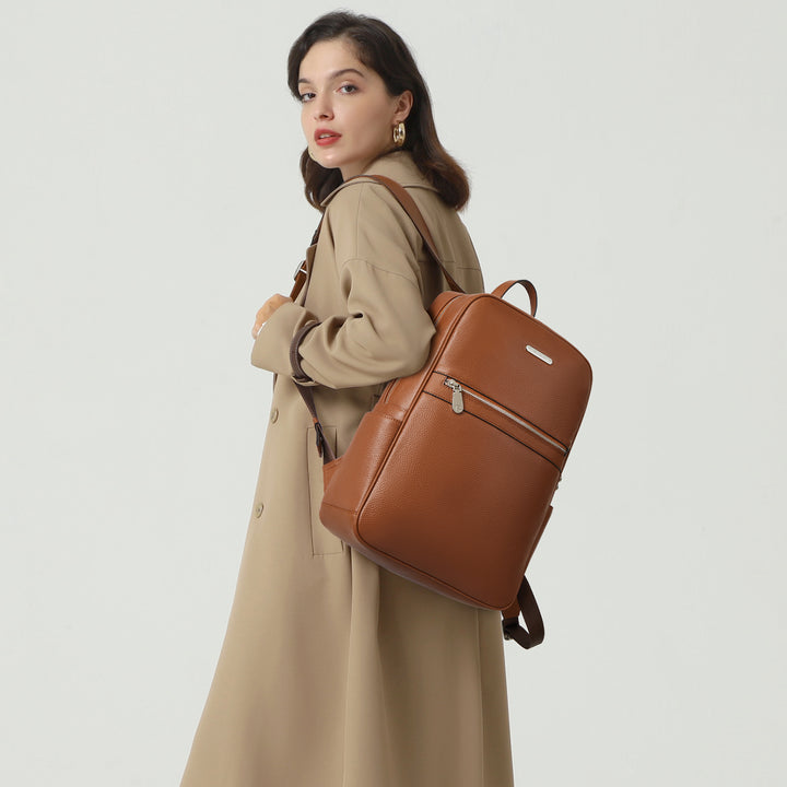 Baish Vintage Women's Brown Leather Backpack Purse