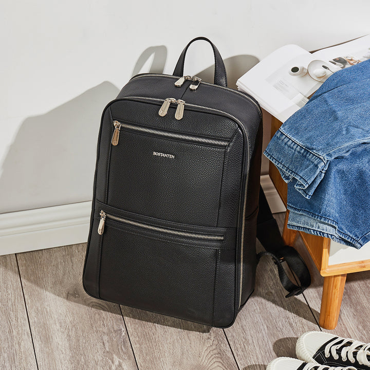 Large Men's Leather Backpack - Perfect for School and Travel
