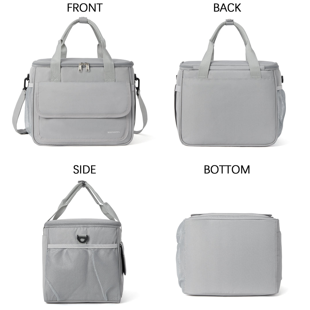 Cooler Bag, 30 Cans 20L Collapsible Soft Cooler Bag, Leakproof Beach Cooler Bag Portable Ice Chest with Bottle Opener, Insulated Lunch Bag for Picnic, Beach, Camping, Travel, Work, Grey