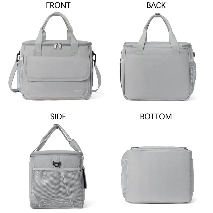 Cooler Bag, 30 Cans 20L Collapsible Soft Cooler Bag, Leakproof Beach Cooler Bag Portable Ice Chest with Bottle Opener, Insulated Lunch Bag for Picnic, Beach, Camping, Travel, Work, Grey