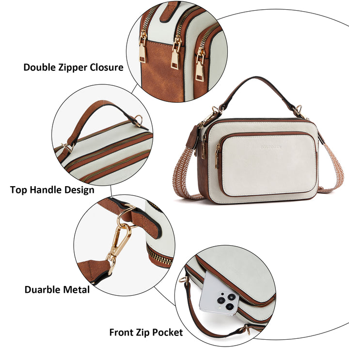 Crossbody Bags for Women Vegan Leather Purse Shoulder Handbags with Wide Strap