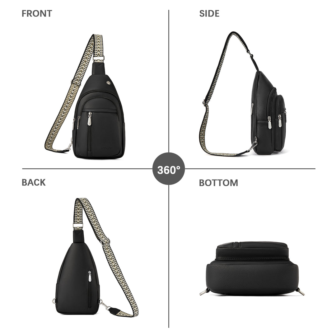 Aurora Chevron Patterned Sling Bag with Adjustable Guitar Strap