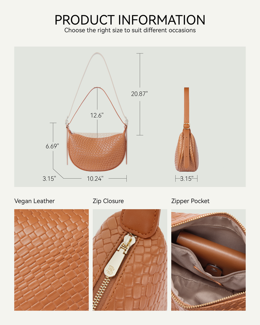 KWELI Woven Leather Half Moon Shoulder Bag